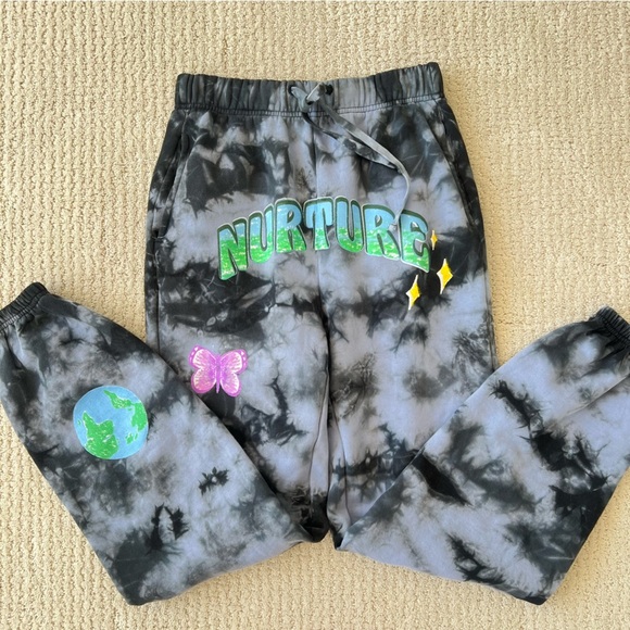 CONEY ISLAND PICNIC Nature Grey Black Graphic Tie Dye Sweatpants S - Picture 12 of 14